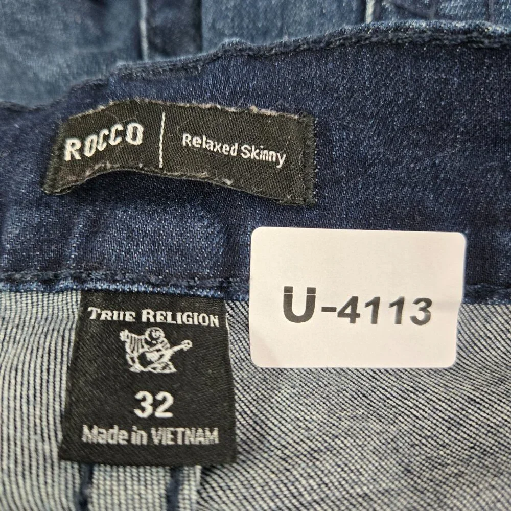 True Religion Men Jeans‎ 32 Blue Denim Rocco Relaxed Skinny Dark Wash READ